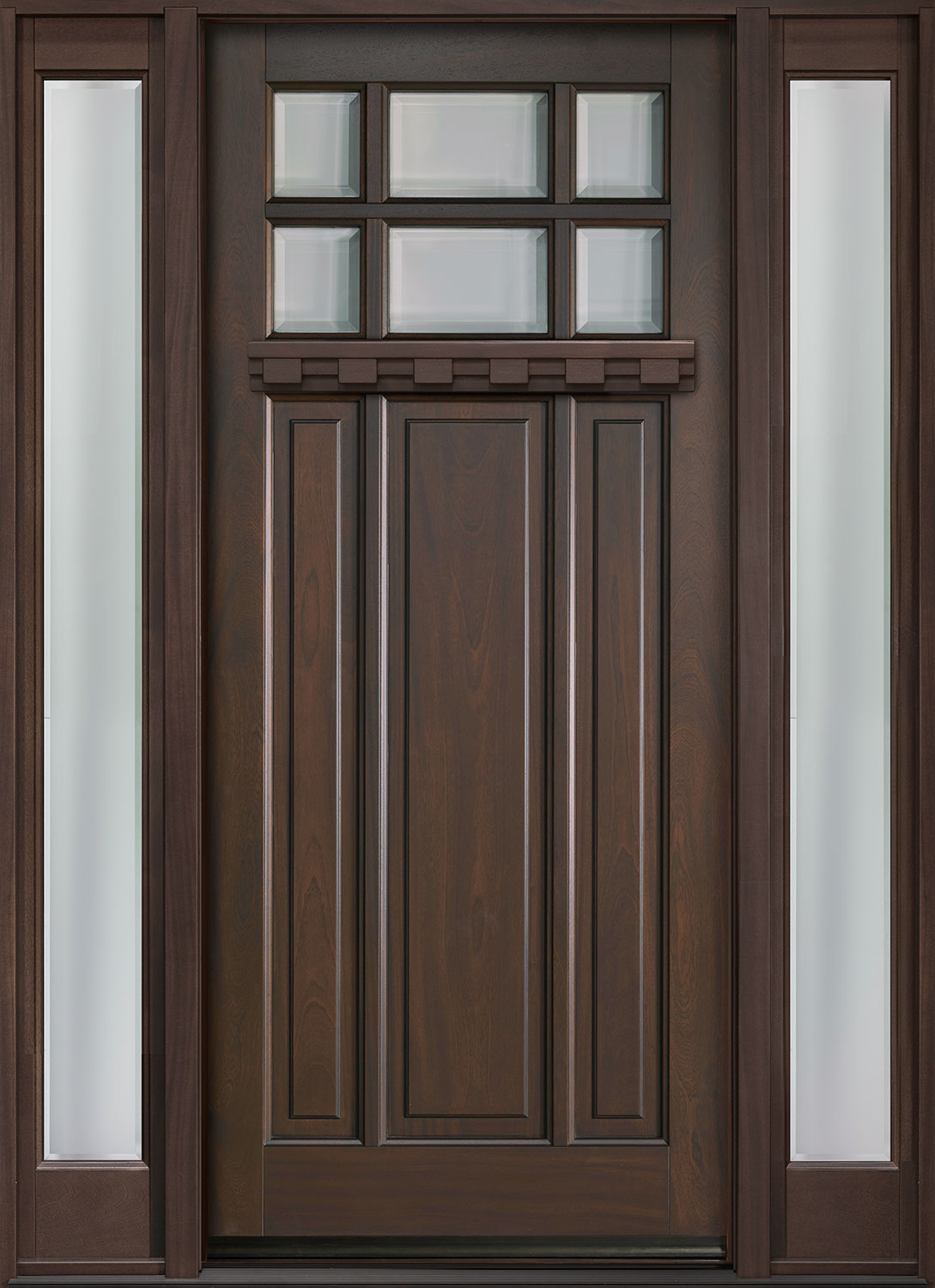Craftsman Mahogany Wood Front Door  - GD-311PW-DS 2SL-F CST
