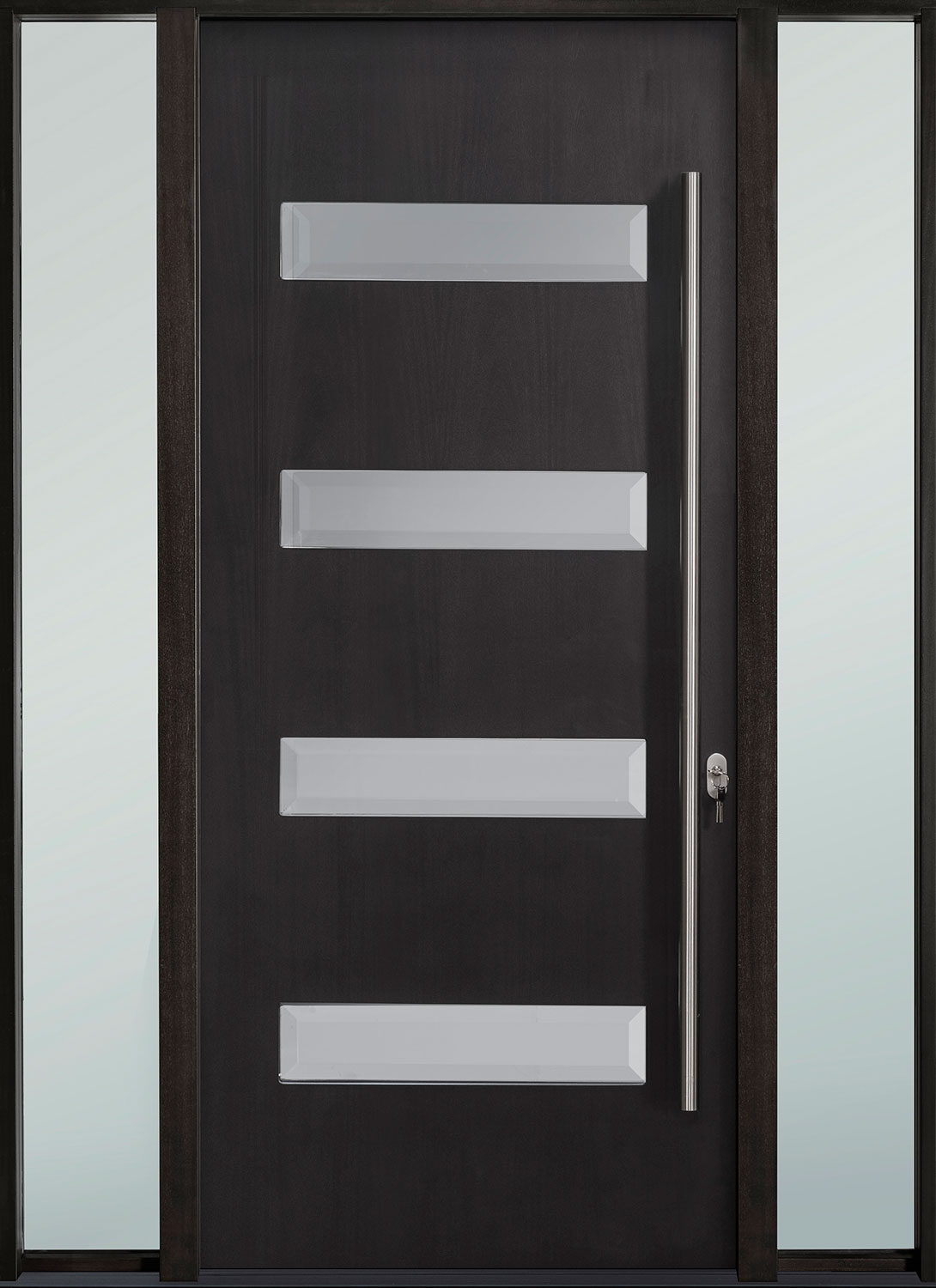 Modern Euro Collection Mahogany Wood Veneer Wood Front Door  - GD-EMD-004W 2SL CST
