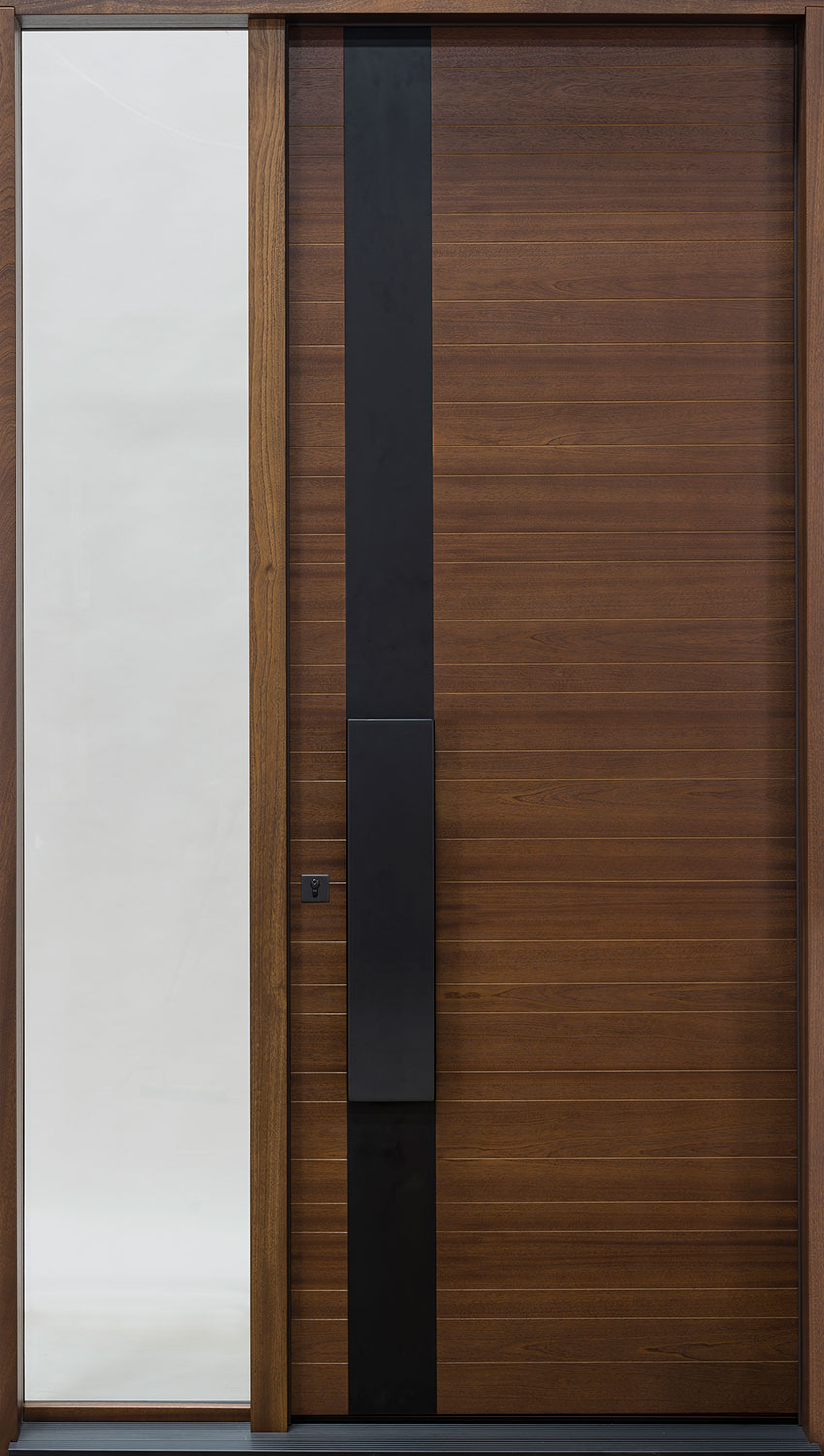 Modern Euro Collection Mahogany Wood Veneer Wood Front Door  - GD-EMD-A4 1SL CST