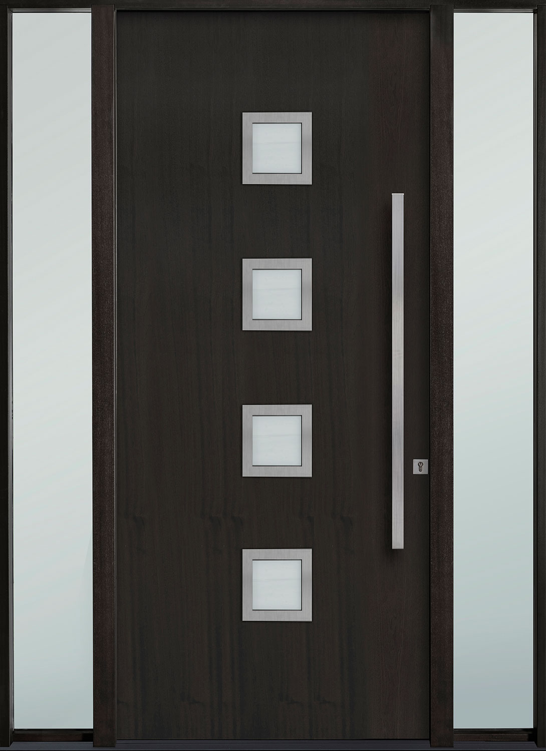 Modern Euro Collection Mahogany Wood Veneer Wood Front Door  - GD-EMD-H4W 2SL CST