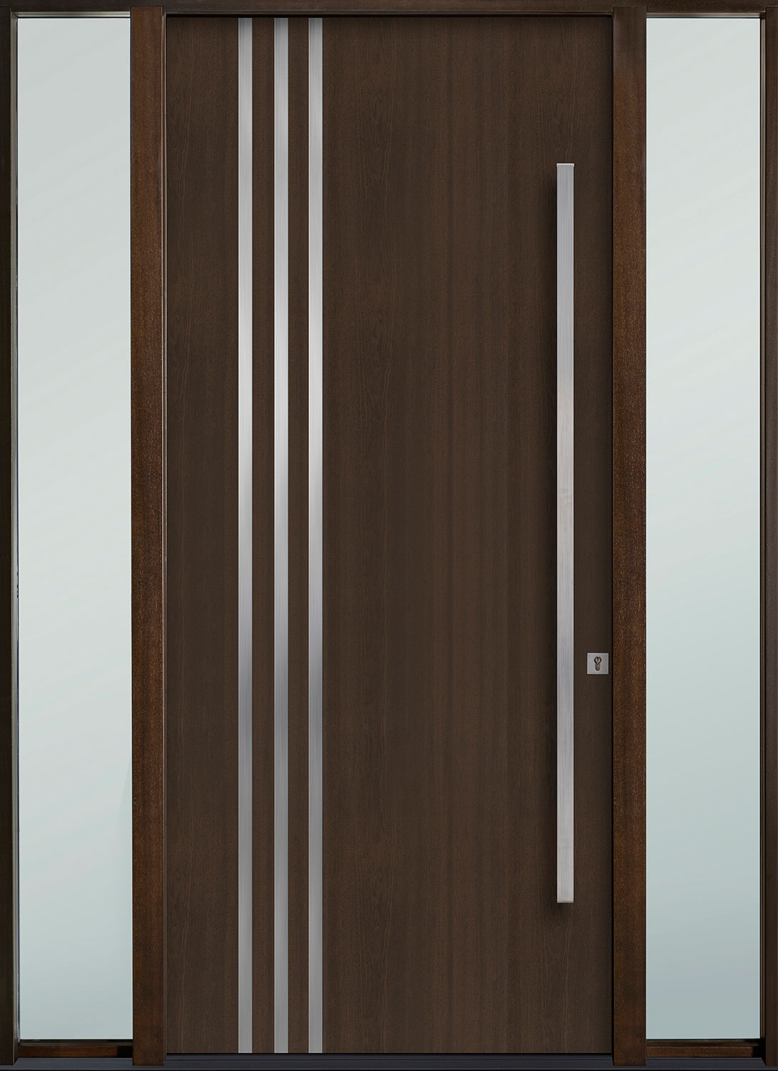 Modern Euro Collection Mahogany Wood Veneer Wood Front Door  - GD-EMD-L1W 2SL CST