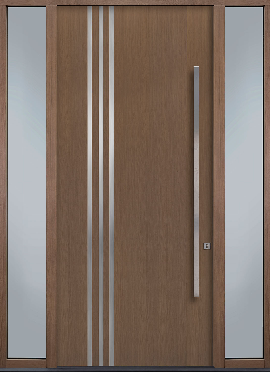Modern Euro Collection Oak Wood Front Door  - GD-EMD-L1W 2SL CST