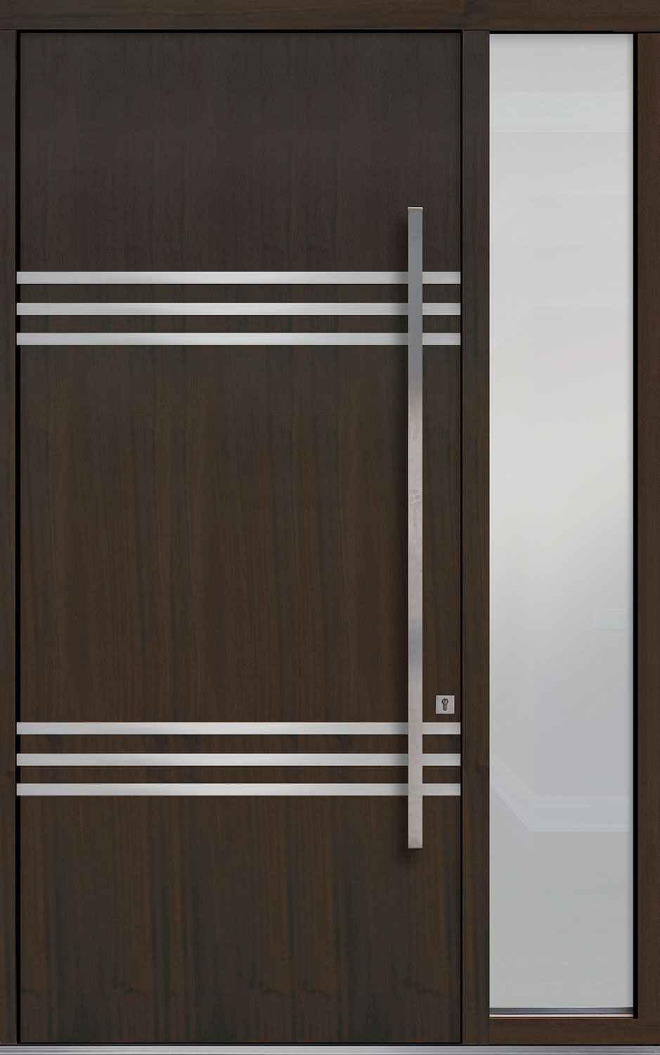 Pivot Mahogany-Wood-Veneer Wood Front Door  - GD-PVT-L3 1SL18 48x108